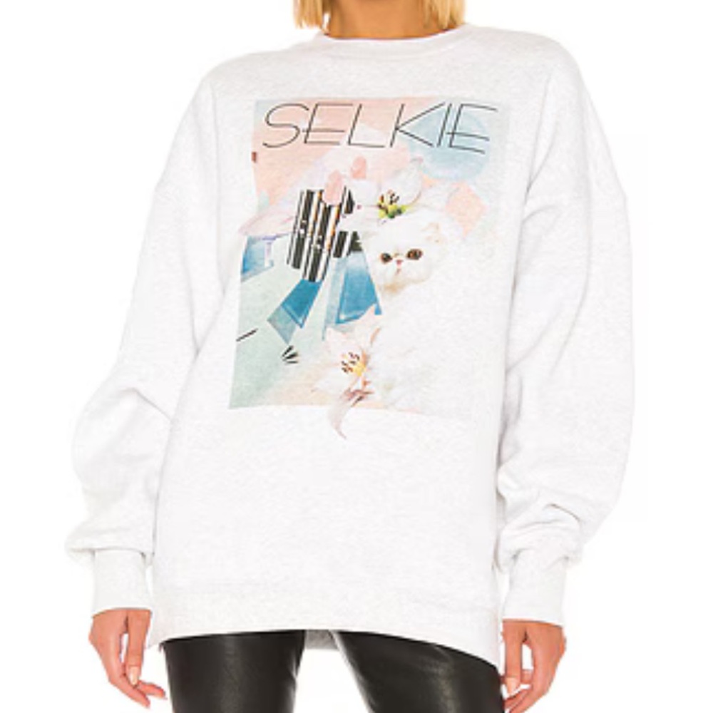 Selkie The Dream Sweater 80’s Print Light Grey Size Large